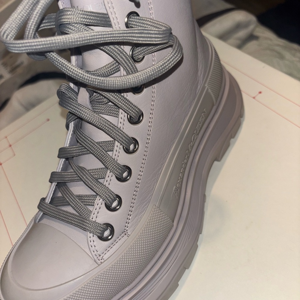 Alexander McQueen Light Gray High-Top Sneakers